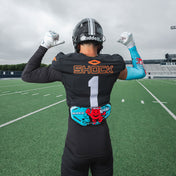 Youth Tackle Football Athlete Wearing Shock Doctor Showtime Kool-Aid Tropical Punch Back Plate