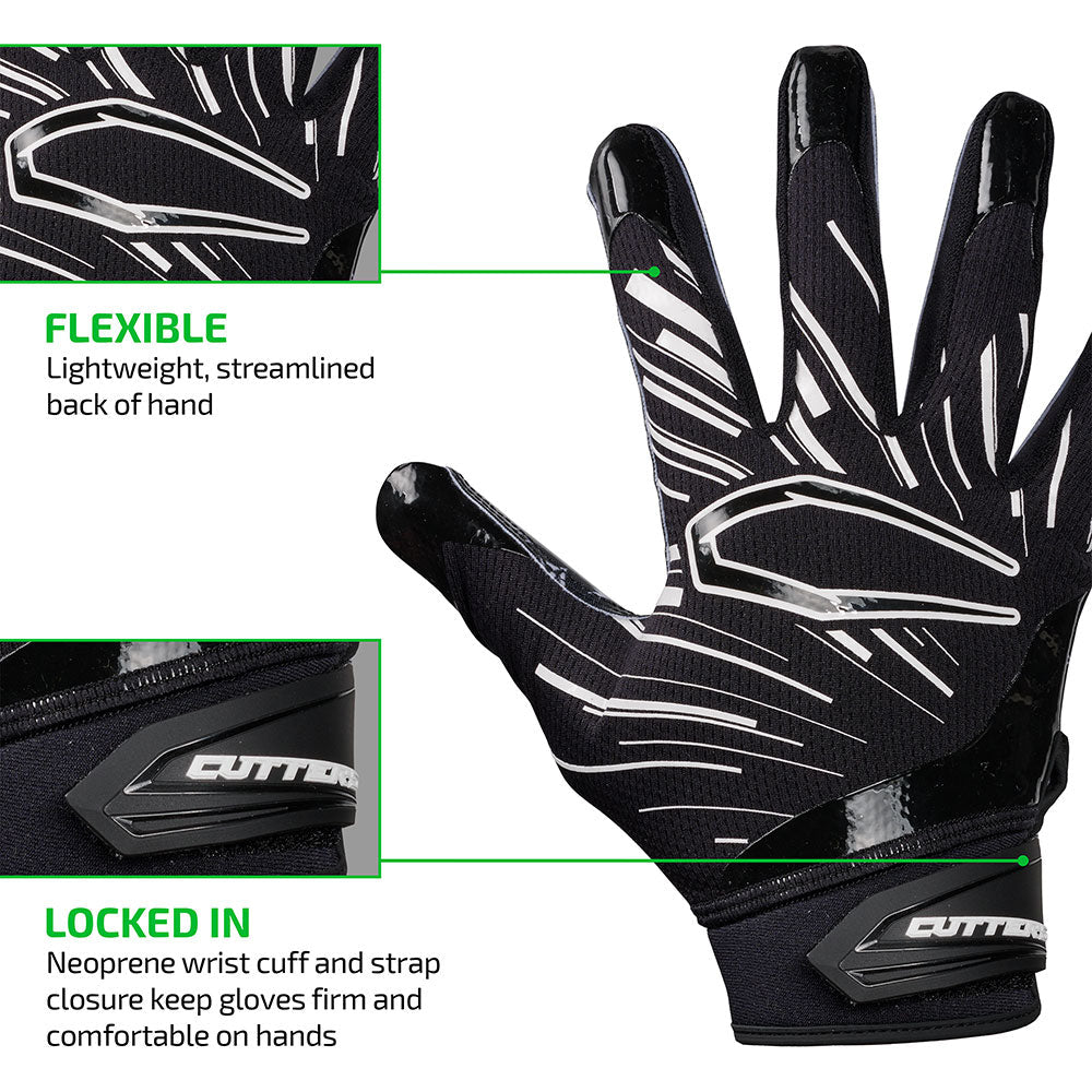 FLEXIBLE - Lightweight, streamlined back of hand;
LOCKED IN - Neoprene wrist cuff and strap closure keep gloves firm and comfortable on hands