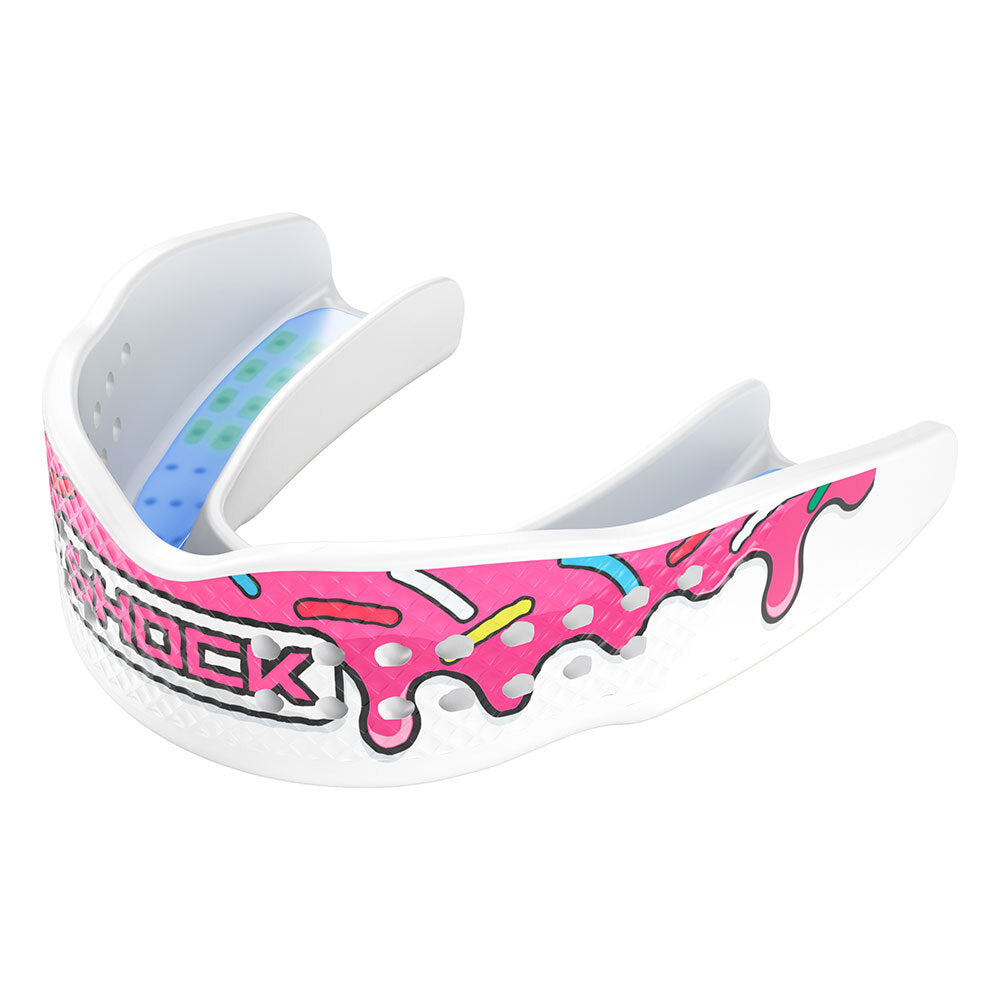 Pink Sprinkle Drip Mouthguard - Front Angle View