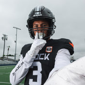 Tackle Football Athlete Wearing Shock Doctor Bolt Money Band Chain Lip Guard