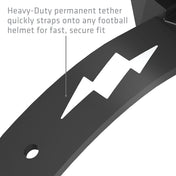 Shock Doctor Thunder Bolt Lip Guard - Black - Heavy-Duty permanent tether quickly straps onto any football helmet for fast, secure fit.