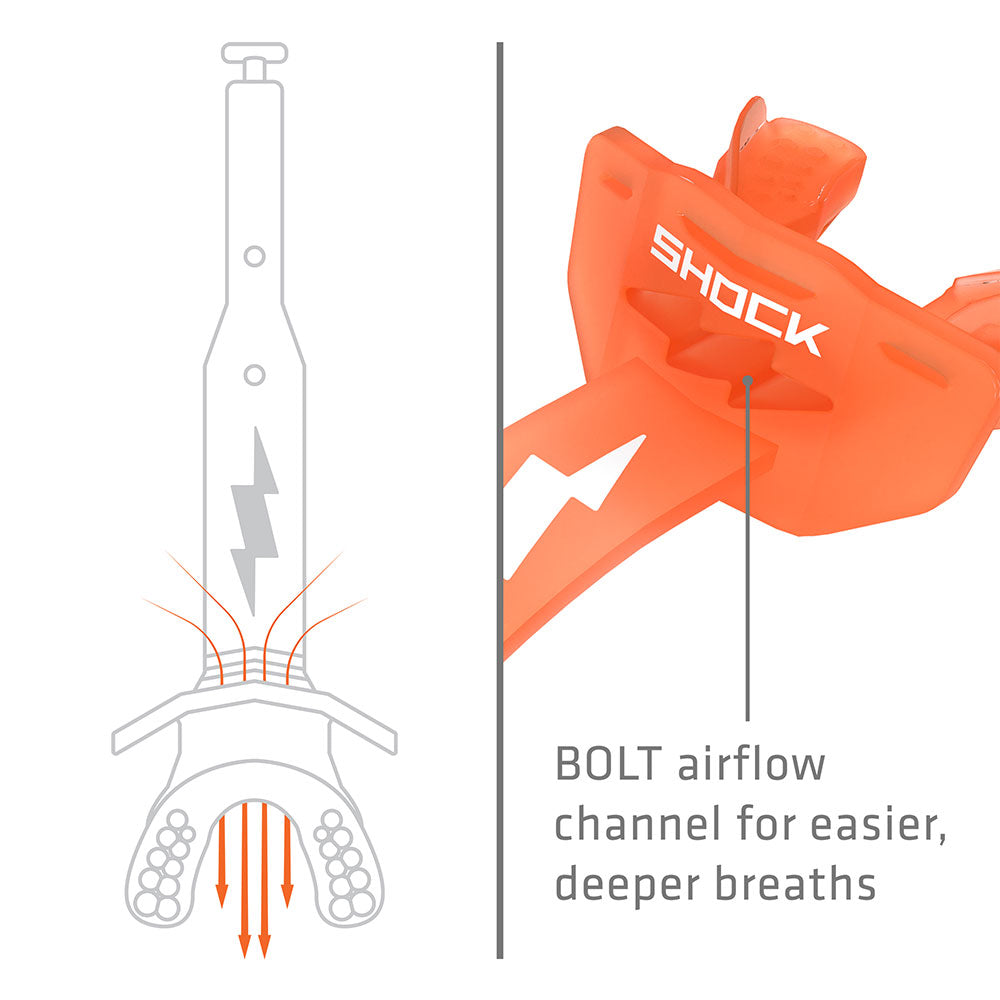 Shock Doctor Thunder Bolt Lip Guard - Orange - BOLT airflow channel for easier, deeper breaths