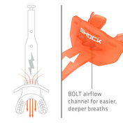 Shock Doctor Thunder Bolt Lip Guard - Orange - BOLT airflow channel for easier, deeper breaths