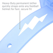Shock Doctor Thunder Bolt Lip Guard - Columbia Blue- Heavy-Duty permanent tether quickly straps onto any football helmet for fast, secure fit.