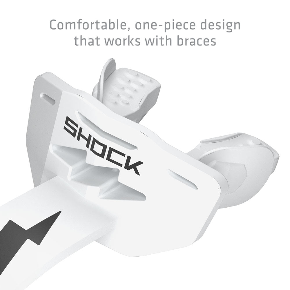 Shock Doctor Thunder Bolt Lip Guard - White - Comfortable, one-piece design that works with braces