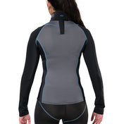 Shock Doctor Girl's/Women's Ultra Compression Hockey Long Sleeve Shirt With Integrated Neck Guard - Black - On Model - Back View