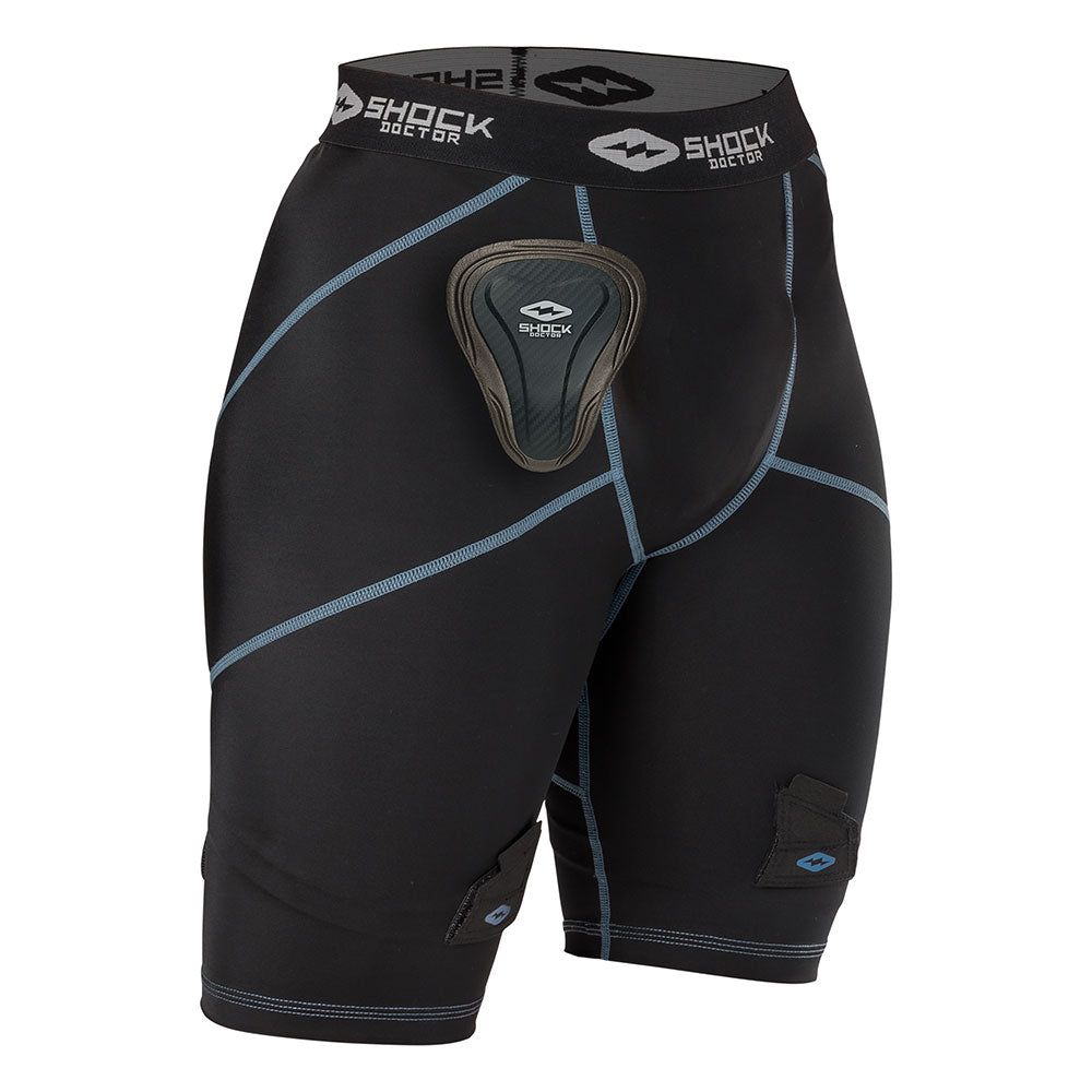 Shock Doctor Women's Compression Hockey Short with Pelvic Protector - Black - Front View