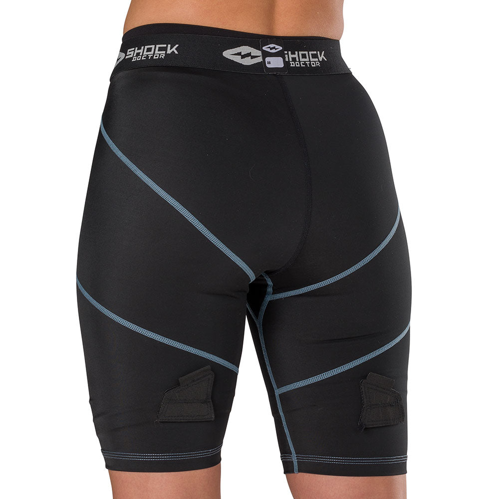 Shock Doctor Women's Compression Hockey Short with Pelvic Protector - Black - On Model - Back View