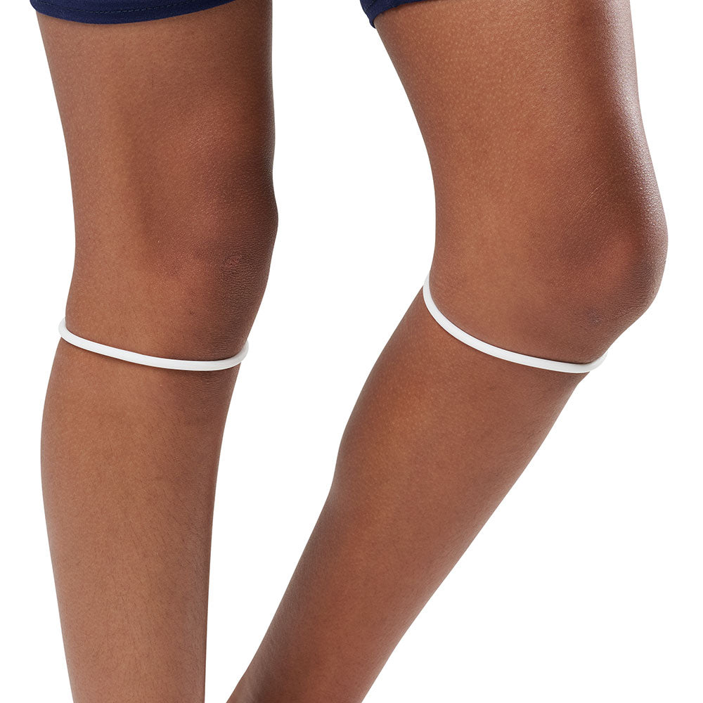 Shock Doctor Silicone Patella Band Pair - White - Shown on Model's R and L Knee