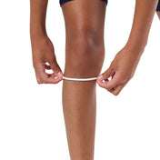 Shock Doctor Silicone Patella Band Pair - White - Model Pulling up Band on Knee