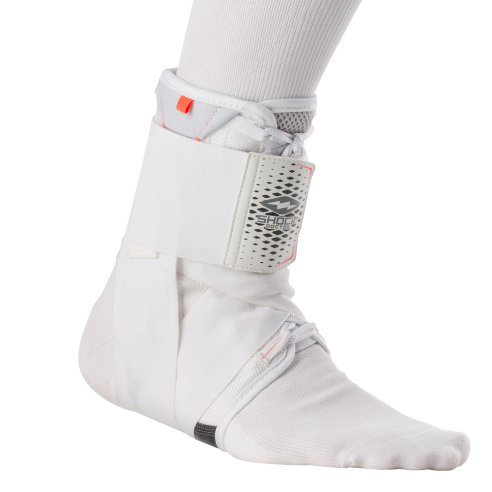 Shock Doctor Ultra Wrap Lace Ankle Support - White - On Model