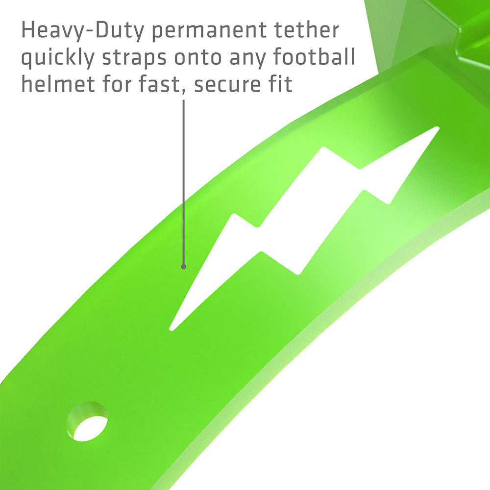 Shock Doctor Thunder Bolt Lip Guard - Heavy-Duty permanent tether quickly straps onto any football helmet for fast, secure fit
