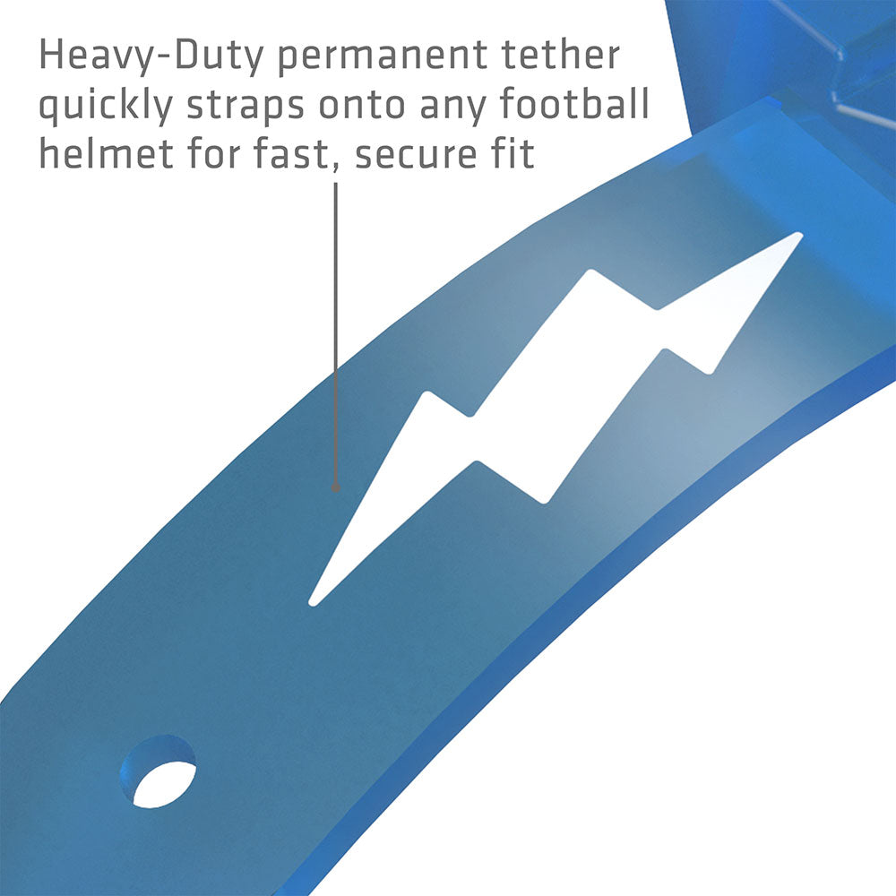Shock Doctor Thunder Bolt Lip Guard - Heavy-Duty permanent tether quickly straps onto any football helmet for fast, secure fit