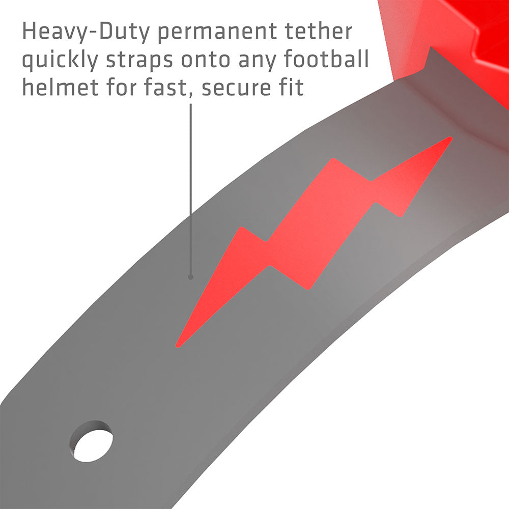 Shock Doctor Thunder Bolt Lip Guard - Heavy-Duty permanent tether quickly straps onto any football helmet for fast, secure fit
