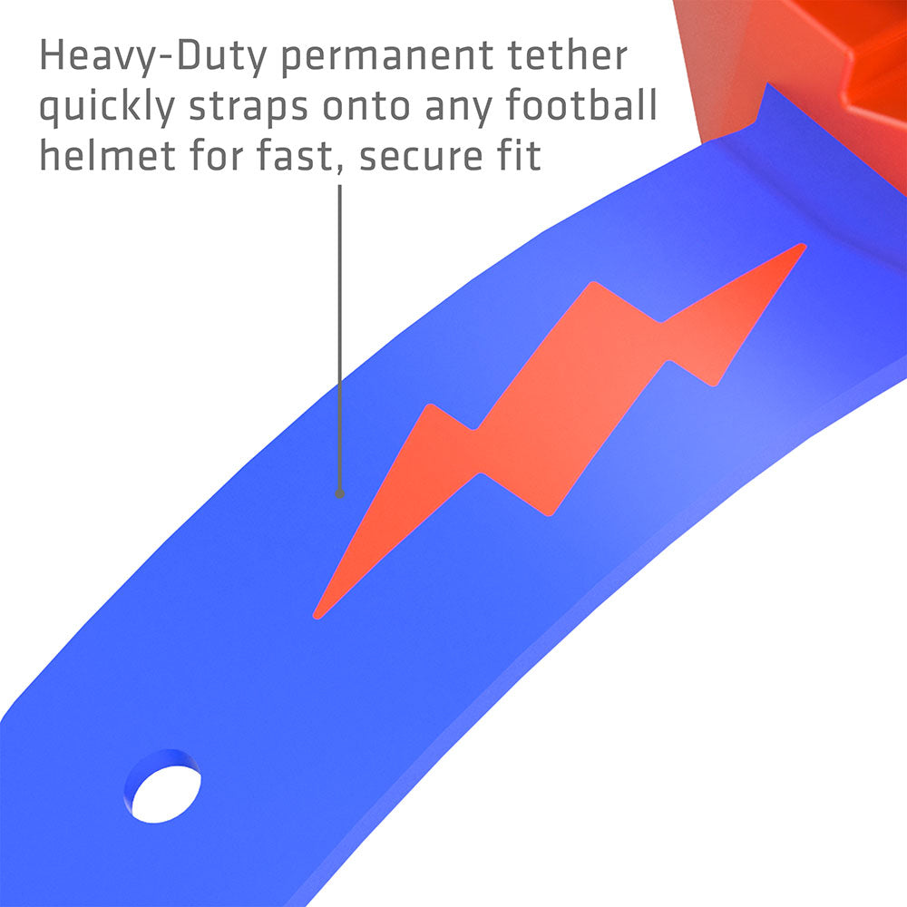 Shock Doctor Thunder Bolt Lip Guard - Heavy-Duty permanent tether quickly straps onto any football helmet for fast, secure fit