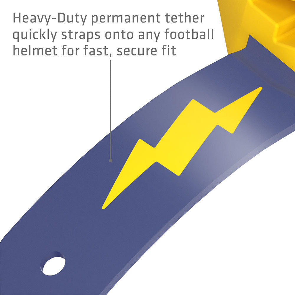 Shock Doctor Thunder Bolt Lip Guard - Heavy-Duty permanent tether quickly straps onto any football helmet for fast, secure fit