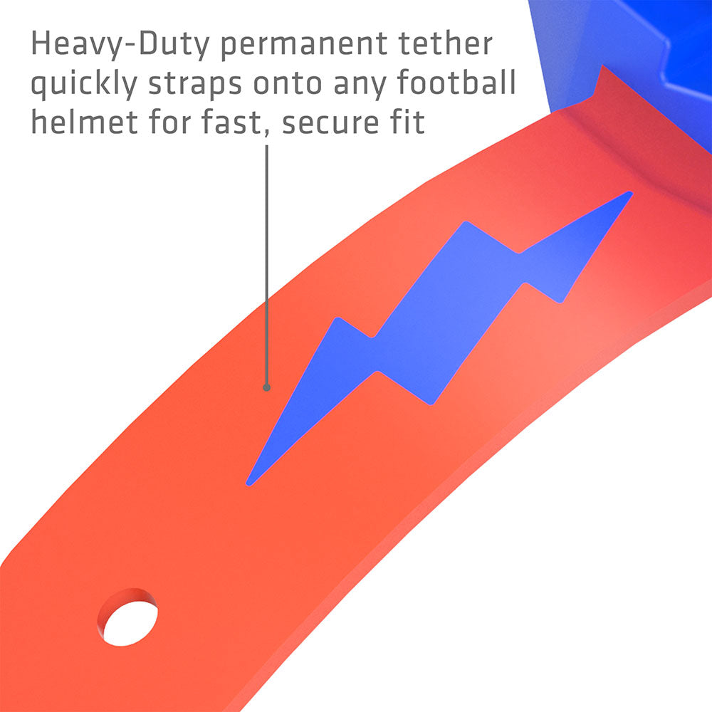Shock Doctor Thunder Bolt Lip Guard - Heavy-Duty permanent tether quickly straps onto any football helmet for fast, secure fit