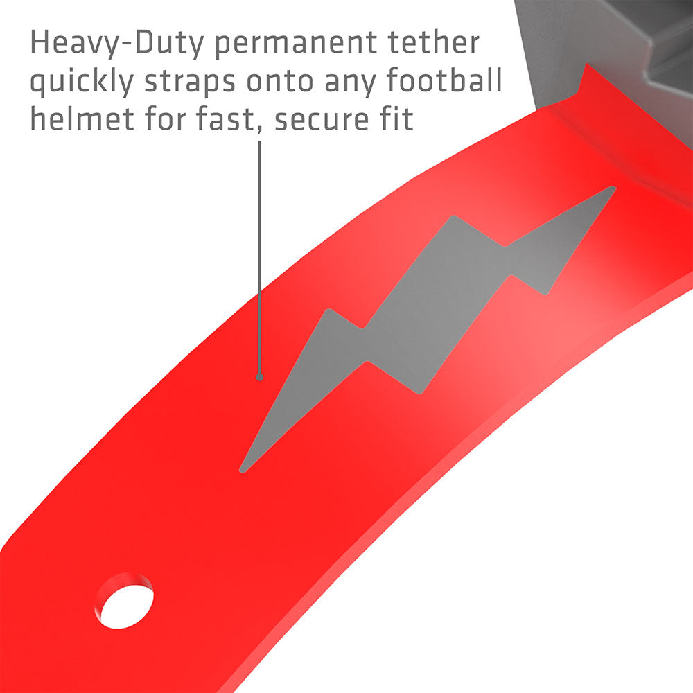 Shock Doctor Thunder Bolt Lip Guard - Heavy-Duty permanent tether quickly straps onto any football helmet for fast, secure fit