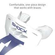 Shock Doctor Thunder Bolt Lip Guard - White/Navy - Comfortable, one-piece design that works with braces