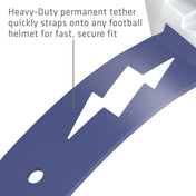 Shock Doctor Thunder Bolt Lip Guard - White/Navy - Heavy-Duty permanent tether quickly straps onto any football helmet for fast, secure fit