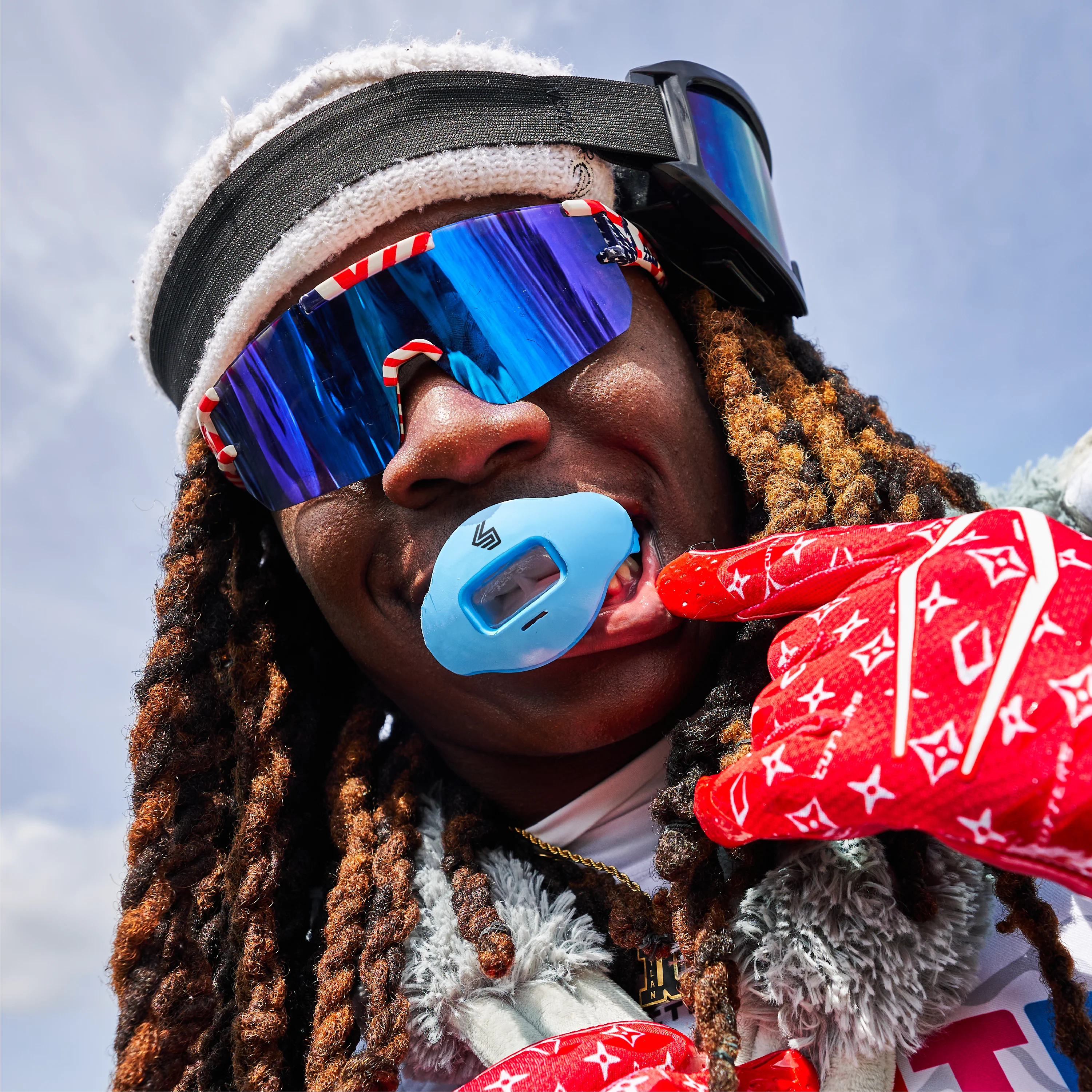Youth Football Athlete Wearing Shock Doctor Sport Mouthguard