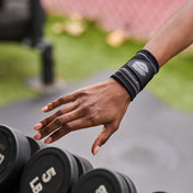 Athlete Wearing Shock Doctor Compression Knit Wrist Sleeve with Strap
