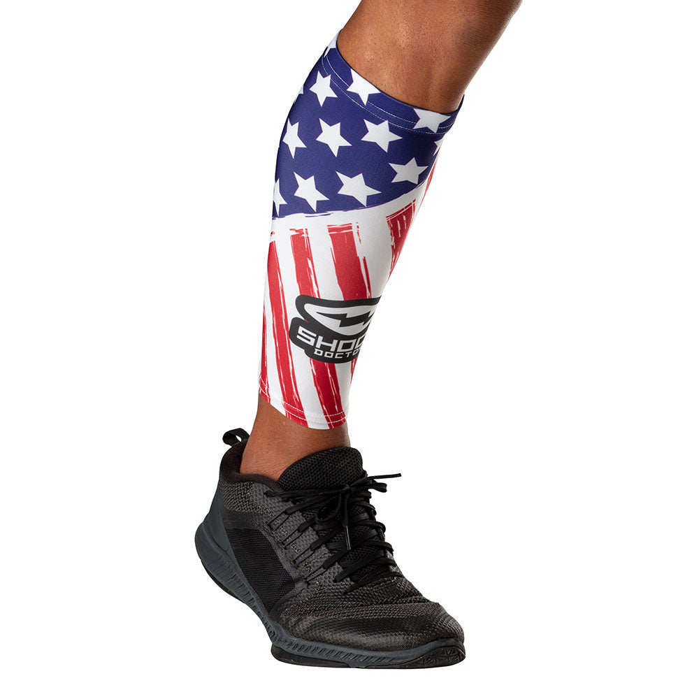 Shock Doctor Stars & Stripes Showtime Compression Calf Sleeves - Front of Calf View