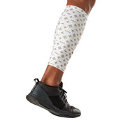 Shock Doctor White/Gold Lux Showtime Compression Calf Sleeves - Back of Calf View