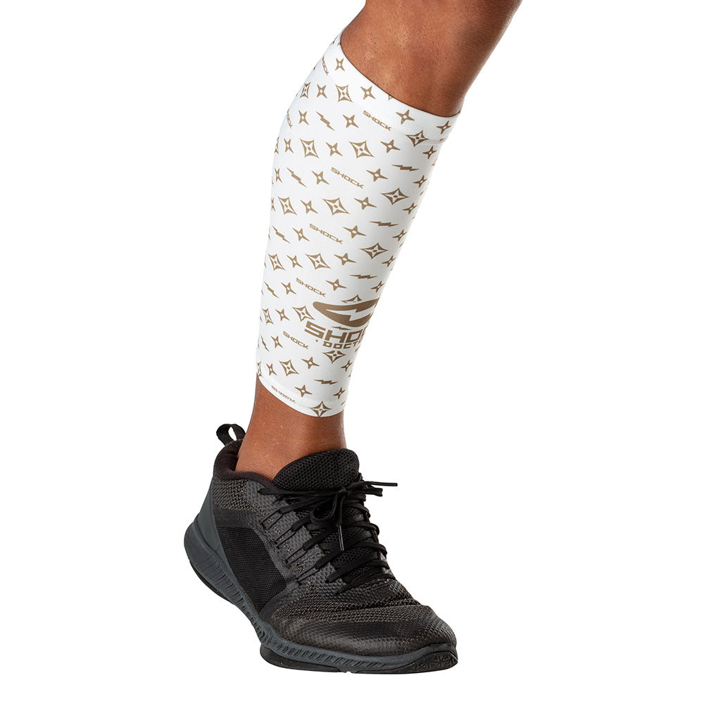 Gold Lux Showtime Compression Calf Sleeves - Front of Calf View
