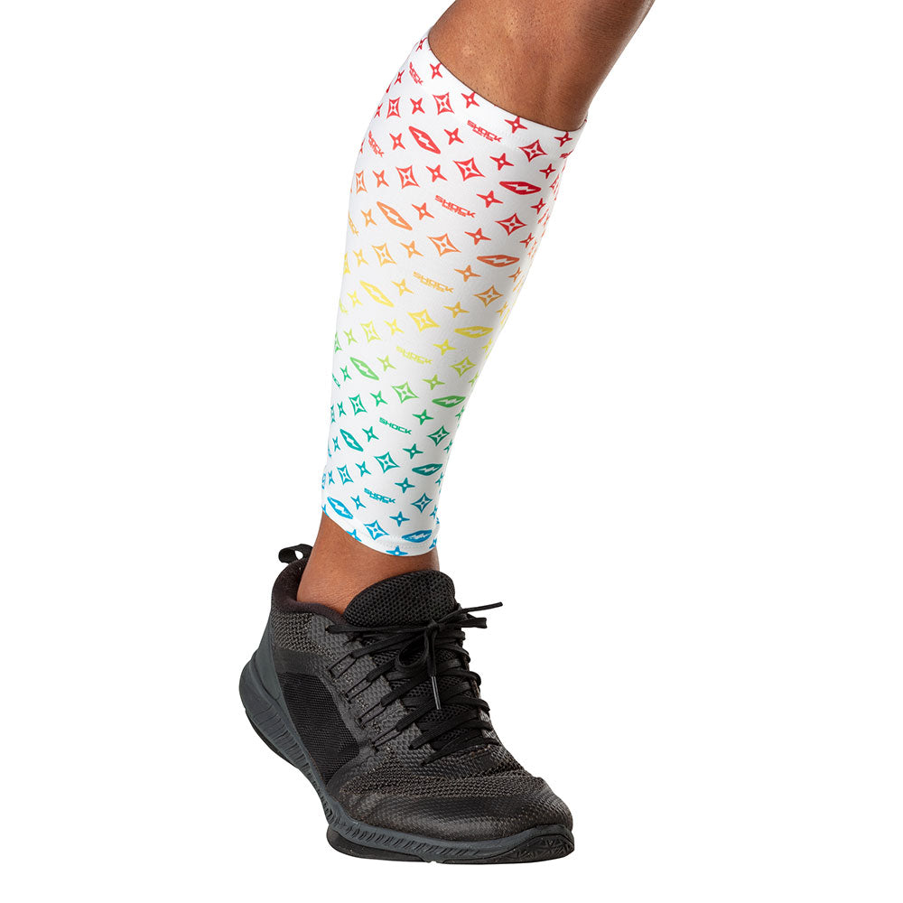 Multi Color Lux Showtime Compression Calf Sleeves - Front of Calf View