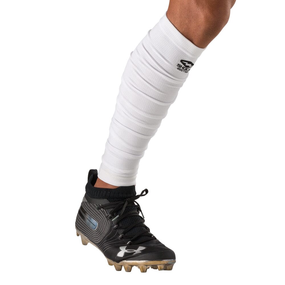 Shock Doctor Showtime Scrunch Leg Sleeves - White - Single Leg - Front View