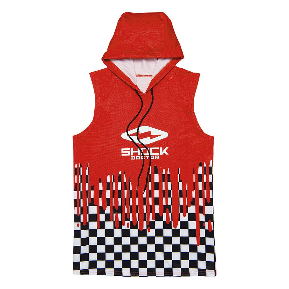 Performance Checker Red Sleeveless Hoodie Shock Doctor
