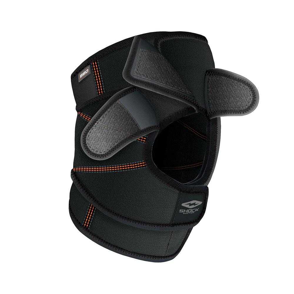 Shock Doctor Quick-On™ Knee Support with Versatile Over Wrap System™ - Front Angle View with Straps Open