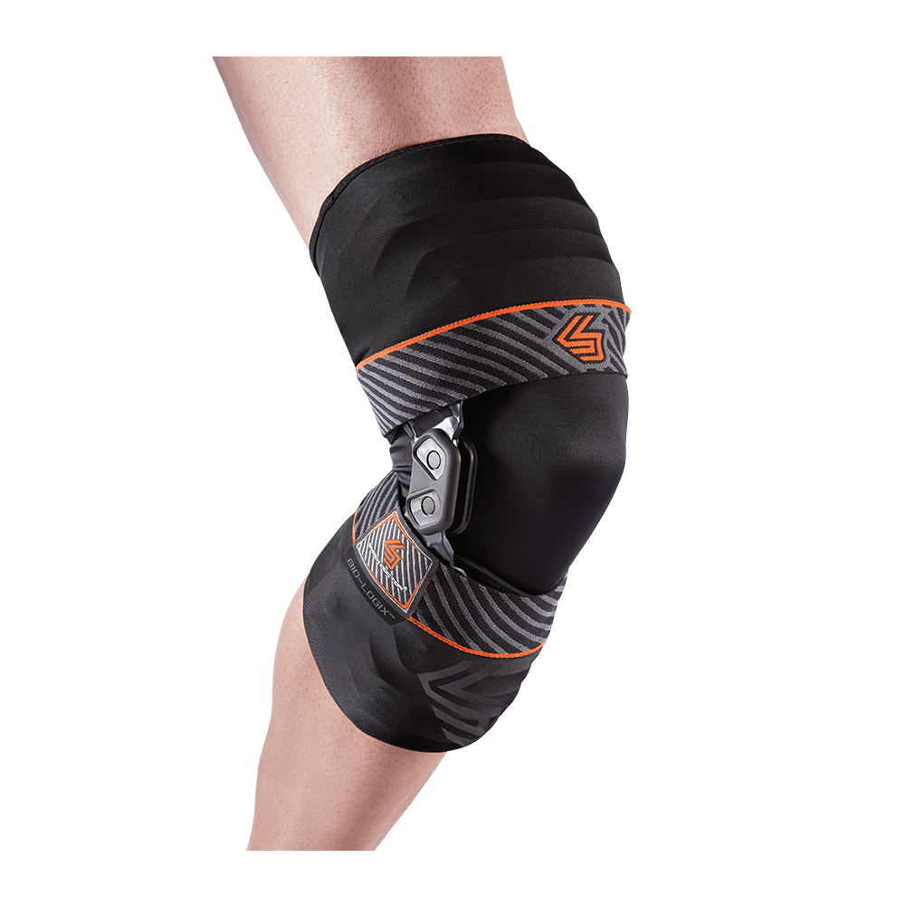 Shock Doctor Hinged Bio-Logix™ Knee Brace - Front Angle View with Sleeve