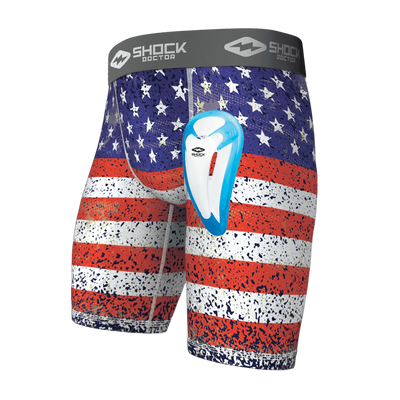 Teen American Flag Core Compression Short with Bio-Flex Cup - Front View