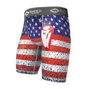 Youth Boys American Flag Core Compression Short with Bio-Flex Cup - Front View