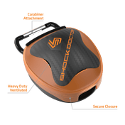 Shock Doctor Orange Mouthguard Case Tech Specs 1) Carabiner Attachment 2) Heavy Duty Ventilated 3) Secure closure