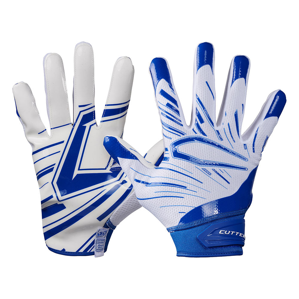 Royal Receiver Football Gloves - Ideal For 7v7, Youth, High School, and Collegiate Play - Front and Back of Glove