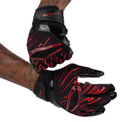 Cutters Sports Game Day Pro LE Receiver Football Gloves - Black/Red Lux - Football Player Tightening Straps for Better Fit