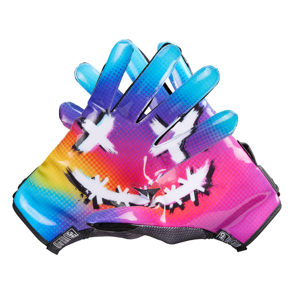 Cutters Adult Game Day Pro Receiver Gloves LE, Multi Color Face / XXL