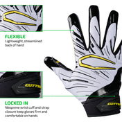 FLEXIBLE - Lightweight, streamlined back of hand;

LOCKED IN - Neoprene wrist cuff and strap closure keep gloves firm and comfortable on hands