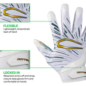 FLEXIBLE - Lightweight, streamlined back of hand;

LOCKED IN - Neoprene wrist cuff and strap closure keep gloves firm and comfortable on hands