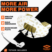 MORE AIR, MORE POWER: 1) BREATHE DEEPER 2) BUILD ENDURANCE 3) MAKE BIGGER PLAYS; TETHER INCLUDED