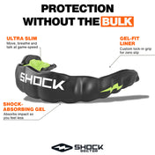 PROTECTION WITHOUT THE BULK: 1) ULTRA SLIM: Move, breathe and talk at game speed 2) GEL-FIT LINER: Custom lock-in grip for zero slip 3) SHOCK-ABSORBING GEL: Absorbs impact so you feel less
