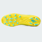 SpongeBob Quantum Speed 2.0 cleat by Phenom Elite, bottom view of yellow traction plate with teal studs