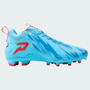 Kool-Aid Mixed Berry cleat by Phenom Elite, side profile in light blue with blue graphics and red P logo