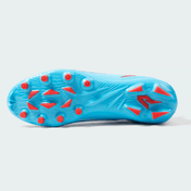 Kool-Aid Mixed Berry cleat by Phenom Elite, bottom view of light blue traction plate with red stud tips