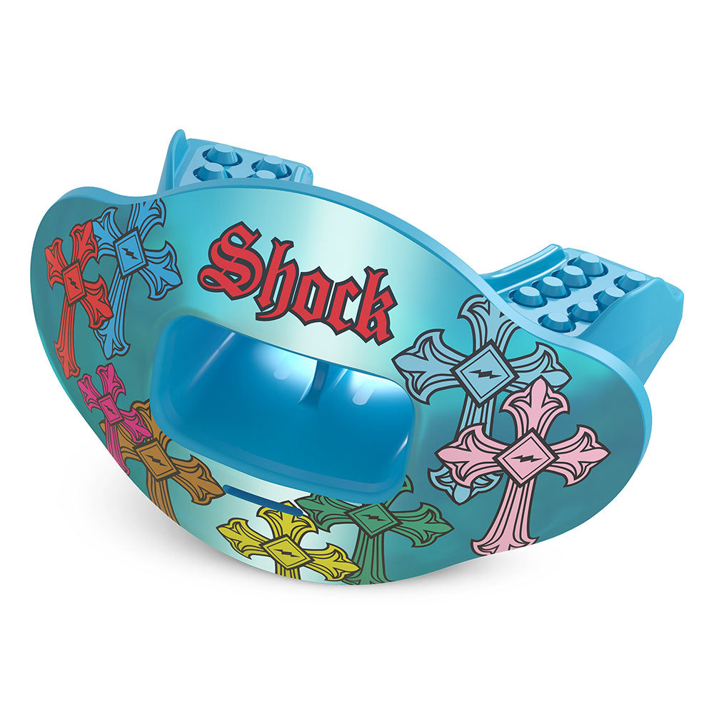 Shock Doctor Chrome Divine Drip Max AirFlow Football Mouthguard - Columbia Blue Divine Drip - Fornt Hero View