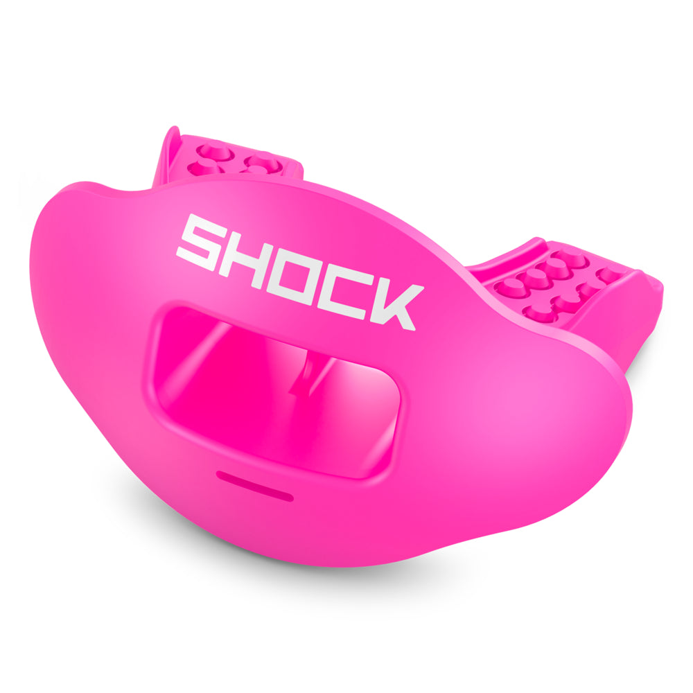 Shock Doctor Max AirFlow football mouthguard in Shock Pink