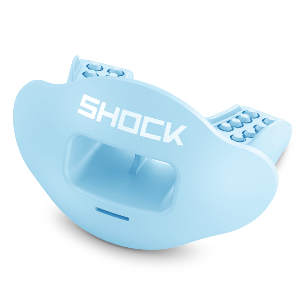 Shock Doctor Max AirFlow football mouthguard in Columbia Blue